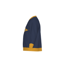 Load image into Gallery viewer, Andover Pennant Crewneck Sweatshirt | Ringer Trim Pullover, Navy & Gold