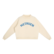 Load image into Gallery viewer, Methuen Varsity Mockneck Sweatshirt | Cream & Blue