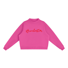 Load image into Gallery viewer, Winchester Script Mockneck Sweatshirt | Oversized Cropped Pullover, Pink & Red