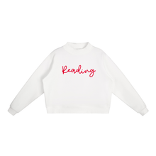 Load image into Gallery viewer, Reading Script Mockneck Sweatshirt | White & Red