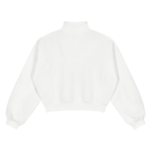 Load image into Gallery viewer, Andover Quarter Zip Sweatshirt | Cropped Loose-Fit Pullover, White & Navy