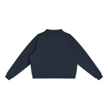 Load image into Gallery viewer, Andover Mockneck Sweatshirt | Oversized Varsity Pullover, Navy & Gold