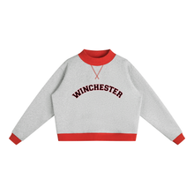 Load image into Gallery viewer, Winchester Varsity Mockneck Sweatshirt | Grey with Red