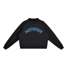 Load image into Gallery viewer, Methuen Varsity Mockneck Sweatshirt | Black & Blue