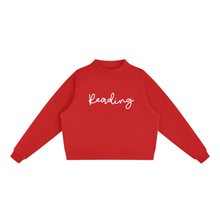 Load image into Gallery viewer, Reading Script Mockneck Sweatshirt | Red & White