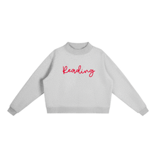 Load image into Gallery viewer, Reading Script Mockneck Sweatshirt | Grey &amp; Red
