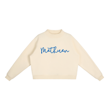 Load image into Gallery viewer, Methuen Script Mockneck Sweatshirt | Cream &amp; Blue
