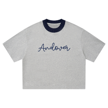 Load image into Gallery viewer, Andover Navy Script Unisex Heavyweight Boxy T-Shirt
