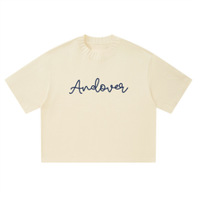 Load image into Gallery viewer, Andover Navy Script Unisex Heavyweight Boxy T-Shirt
