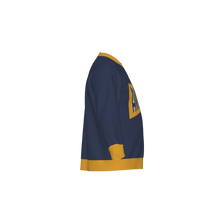 Load image into Gallery viewer, Andover Pennant Crewneck Sweatshirt | Ringer Trim Pullover, Navy &amp; Gold

